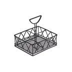 image of GET 4-931832 Clipper Mill 5-Compartment Condiment Caddy, 9" x 7" x 8", Iron Powder Coated Black