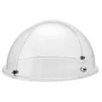 image of GET 8175020 Frilich Unison Dome Cover, 15‑3/4" x 8" Plastic, Roll‑Top, Hinged, Stainless Knob