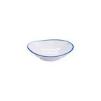 image of GET B-100-W/CB Bistro Bowl, 10 oz (12 oz rim), 7" diameter, White Melamine with Blue Trim - Dozen