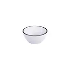 image of GET B-140-W/BK Enamelware Bowl, 5" Diameter, 14‑Oz (16‑Oz Rim‑Full), White, Melamine - Dozen