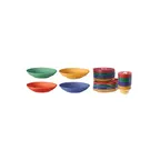 image of GET B-925-MIX MardiGras Bowl, 9" x 1-3/4" H, 1 Qt Melamine, BPA-Free Yellow/Orange/Blue/Green - 1 Dozen
