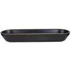 image of GET B247200-GLDB Bowl, 97 Oz., 20-1/8"L x 5-7/8"W x 3"H, Oval Melamine, Black with Gold Rim