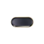 image of GET B252102-GLDB Elite Plate, 10-1/4"L x 4-3/4"W x 3/4"H Oval Melamine, Black with Gold Rim