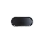 image of GET B252102-SLVB Plate, 10-1/4"L x 4-3/4"W x 3/4"H, Oval Melamine, Black with Silver Rim