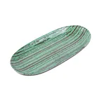 image of GET B396110-SDG Oval Plate, 11" W x 5-1/4" D x 1" H, Green Stardust, Melamine, Reusable