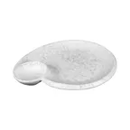 image of GET B429095-GYM Chip & Dip Plate, 9" x 8" x 1", 1-1/2 oz, Melamine, Gray Marble, 2 Compartments
