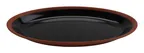 image of GET BAL108 Cheforward Platter – 11" x 6-1/2" Oval Melamine, Black/Matte Terra Cotta, Dishwasher Safe