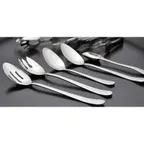 image of GET BSRIM-02 Serving Spoon 12" Slotted 18/8 Stainless Steel Mirror Silver Handle