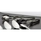 image of GET BSRIM-08 Salad Tongs, 9" Length, One-Piece, 18/8 Stainless Steel, Mirror, Serving Utensil