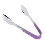 image of GET BSRIM-70-PR Serving Tongs, 9" Stainless Steel, Purple PVC Cool-Grip Handle, Mirror