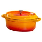 image of GET CA-007-O/BK Heiss™ Dutch Oven, 6.5‑Qt (7‑Qt Rim), Orange/Black, Aluminum Enamel, 500°F - Set