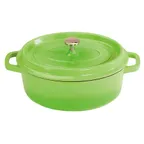 image of GET CA-009-G/BK/CC Heiss™ Dutch Oven, 3-1/2 Qt, 10" x 8" x 3.5", Green/Black, Enamel Finish