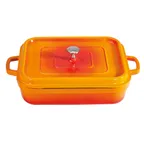 image of GET CA-010-O/BK/CC Induction Roaster, 5 Qt, 12"x10"x2" Lidded, Aluminum Enamel, Orange/Black