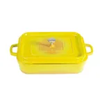 image of GET CA-010-Y/BK/CC Induction Roaster, 5 Qt, 12-7/8"x10-7/8"x2-3/4", Yellow/Black Aluminum Enamel, Lid
