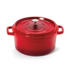 image of GET CA-012-R/BK Dutch Oven, 4.5 Qt (5 Qt Rim), 9.5" Dia x 4.25" H, Red/Black Alum. Enamel - Set