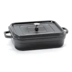image of GET CA-017-GR/BK/CC Heiss™ 7.5 Qt Induction Roaster 15"x10"x3" Gray/Black Aluminum Enamel Lid – Set