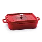 image of GET CA-017-R/BK/CC Heiss Induction Roaster, 7.5 qt (8 qt rim) 15"×10"×3.8" Red/Black Enamel - Set