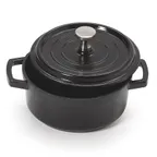 image of GET CA-102-BK/BK/CC Induction Pot, 8 oz. (10 oz. Rim), 4-1/4" Dia x 1-3/4" H, Black Cast Aluminum