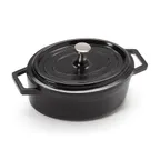 image of GET CA-103-BK/BK/CC Heiss Mini Induction Pot, 12 oz, 5-1/2" x 4-1/4" x 2" Oval, Black, Ceramic Enamel