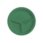 image of GET CP-10-FG Plate, 10" Diameter, 3-Compartment Melamine, Rainforest Green, Dishwasher Safe - 1 Dozen