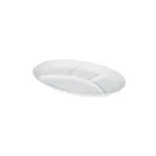 image of GET CP-134-W Diamond White™ Oval Plate, 13" x 9-1/2", Four‑Compartment Melamine, White - 1 Dozen