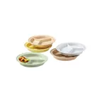 image of GET CP-530-G Plate, 9" x 3/4" H, 3‑Compartment Green Melamine, Break‑Resist, Dishwasher - 1 Dozen