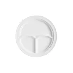 image of GET CP-531-W Supermel Plate, 10" Diameter, 3-Compartment White Melamine, Break-Resistant - Dozen