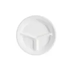 image of GET CP-532-W Plate, 11" 3-Compartment Melamine, White, Break-Resistant Dishwasher Safe - Dozen