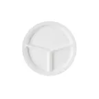 image of GET CP-533-W Plate, 10" 3‑Compartment White Melamine, Break‑Resistant, Dishwasher Safe - 1 Dozen