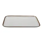 image of GET CS-1814-RM Rustic Mill Display Tray, 18" x 11", Rectangular Melamine, Cream Base with Brown Rim