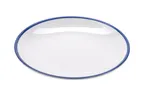 image of GET CS-800-W/CB Bistro Side Dish Plate, 8" x 7/8" Round, White Cobalt Blue Trim, Melamine - Dozen