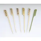 image of GET D-123 Clipper Mill Steak Marker, Bamboo, Medium Well, 3-1/2"L x 1/10"W, 100/Bag