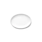 image of GET D2209L-W Oval Melamine Plate 9" L x 6-1/4" W x 7/8" H White/Black Trim BPA-Free Dishwasher Safe