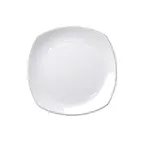 image of GET D3111L-W Plate, 10-3/8" x 1-1/8"H, Square Coupe, White with Black Trim, Melamine, BPA‑Free