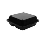image of GET EC-09-1-BK 9" x 9" x 3.75" 3‑Compartment Black Polypropylene Box, Microwave Safe, NSF - Dozen