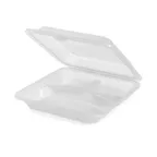 image of GET EC-12-1-CL, 9" x 9" x 2.75" Clear Polypropylene, 3-Compartment Snap Closure, BPA-Free - Dozen