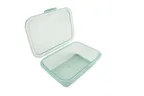 image of GET EC-32-1-JA Clear 22oz Hinged Container Lid, 7.00" x 6.33" x 1.94", 650ml Plastic, 1 Dozen