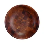 image of GET ECO618R-CK 8 Oz Bowl, 6-1/8" Dia. x 1-1/2" H, Melamine, Natural Checkered Wood, BPA-Free