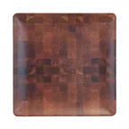 image of GET ECO99SQ-CK Square Plate, 9"L x 9"W x 3/4"H, Melamine, Natural Checkered Wood, Durable