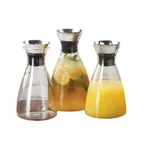 image of GET GL-CRF-42 Silhouette Glass Decanter, 38 Oz, 5-1/4" Dia. x 8-3/4"H, Stainless Steel Lid