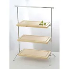 image of GET IR-607C Display Stand, 20"W x 12"D x 27"H, 3‑Tier Rectangular, Silver Iron, Chrome‑Plated