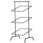 image of GET IR-704B POP Stand, 12" W x 12" D x 31" H, 3-Tier Square, Powder Coated Iron, Black