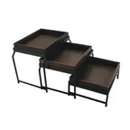 image of GET IR-735-MG-1292GA 3-Tier 14-1/8"L x 9-3/8"W x 11-3/4"H Rectangular Grey Iron Base, Wood Box - Set