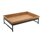 image of GET IR-736-MG-BAMTRY Stand Set, 2‑Pc, 17‑3/4" L x 11‑7/8" W x 6" H, Grey Stand + Bamboo Tray - Set