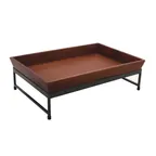 image of GET IR-736-MG-WB1812W 2-Piece Display Stand, 17.75" x 11-7/8" x 6" Iron Base, Walnut Tray, 8" Tier