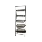 image of GET IR-951-BK Urban Renewal POP Pane Stand, 23.5" x 14" x 64" Black Metal, 5-Tier Height 30"+