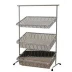 image of GET IR-952T-SV POP Pane Stand, 22-3/4" x 11" x 31-1/4" Rectangular 3‑Tier Metal Riser, Height 30"+