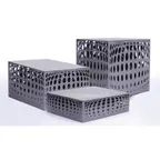 image of GET IRBLG-02 Riser – 3 Silver Powder‑Coated Metal Rect Risers 12"x10"x3",12"x10"x6",12"x10"x9" - Set