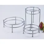 image of GET IRS-07 Boulevard Tubular Bars Riser, 7" Dia. x 6" H, Round, Brushed Stainless Steel, Silver
