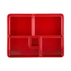 image of GET JW11852T-BR Bento Box, 10-3/4" x 8-3/8" x 2", Red Interior, Black Exterior, Melamine, Durable
